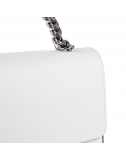 Базова сумка з клапаном на одній ручці ланцюг-плетіння шкіряна білий