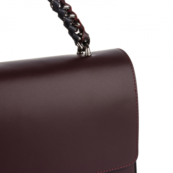Базова сумка з клапаном на одній ручці ланцюг-плетіння шкіряна бордовий