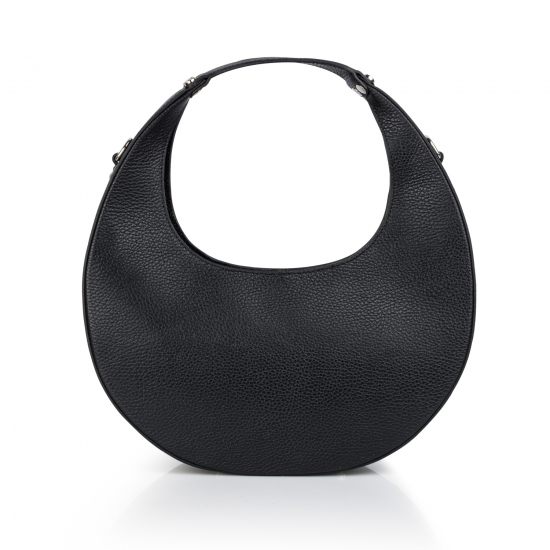 Базова шкіряна сумка каркасна кругла чорний