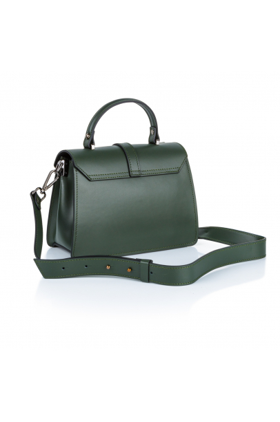 Сумка-чемоданчик з ременем гладенька Зелений темний