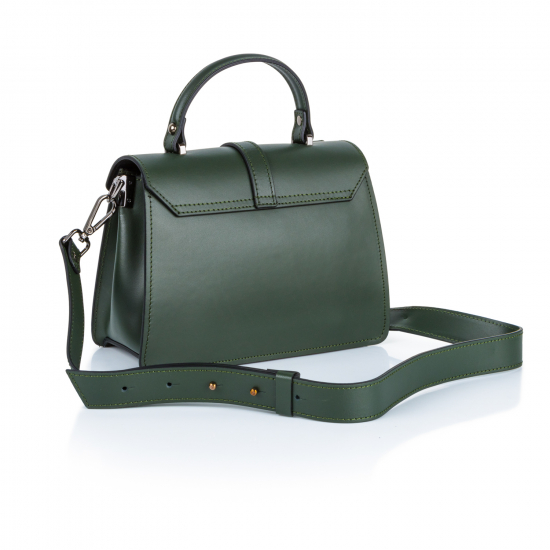 Сумка-чемоданчик з ременем гладенька Зелений темний
