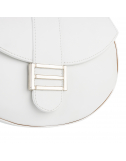 Базова сумка напівкругла шкіряна срібна фурнітура білий