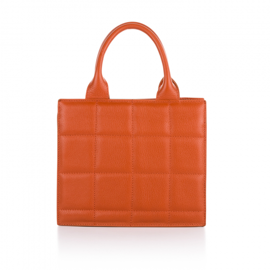 Базова сумка прошита квадратами з двома ручками шкіряна помаранчевий