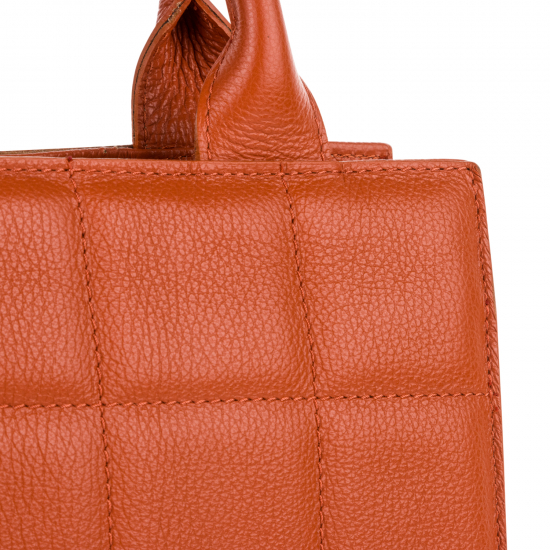 Базова сумка прошита квадратами з двома ручками шкіряна помаранчевий