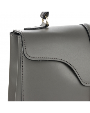 Базова сумка середня шкіряна фігурний клапан з хлястиком темно-сірий