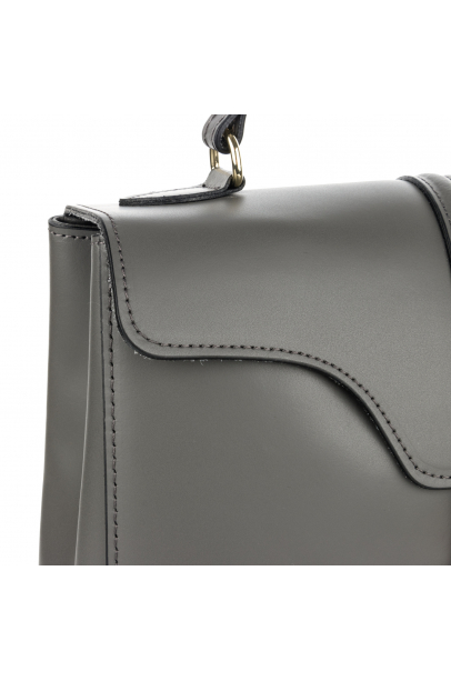 Базова сумка середня шкіряна фігурний клапан з хлястиком темно-сірий