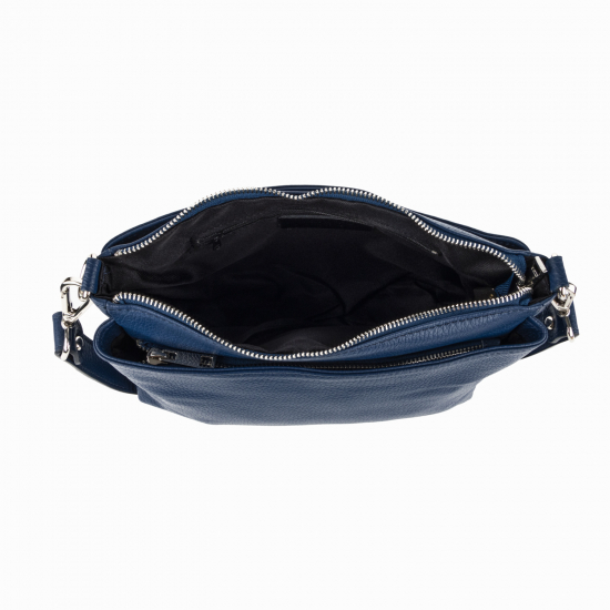 Базова сумка на три відділи шкіра флотар темно-синій