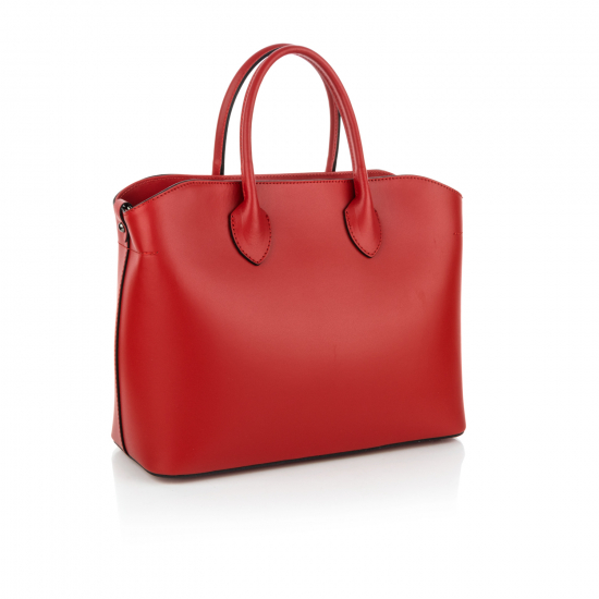 Базова шкіряна сумка без фурнітури середнього розміру червоний