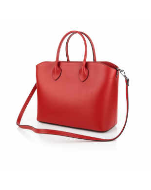 Базова шкіряна сумка без фурнітури середнього розміру червоний
