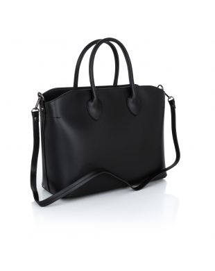 Базова шкіряна сумка без фурнітури середнього розміру чорний
