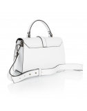Базова шкіряна сумка-чемоданчик з ременем гладенька білий