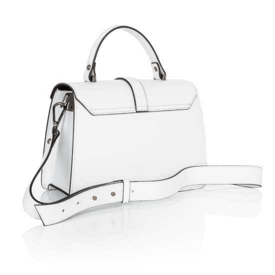 Базова шкіряна сумка-чемоданчик з ременем гладенька білий